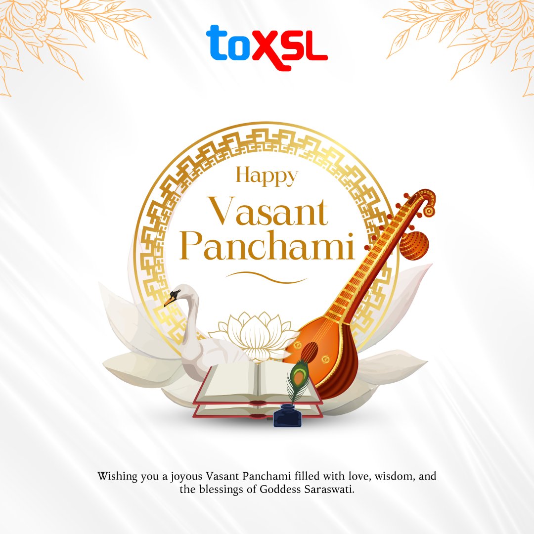 ToXSL's tweet photo. As we welcome the freshness of spring, may Vasant Panchami bring positivity, wisdom, and new energy. May Goddess Saraswati bless everyone with knowledge, creativity, and clarity.
ToXSL Technologies wishes you a Happy Vasant Panchami!
#toxsl #VasantPanchami #VasantPanchami2026 https://t.co/rHMP5DwTB3