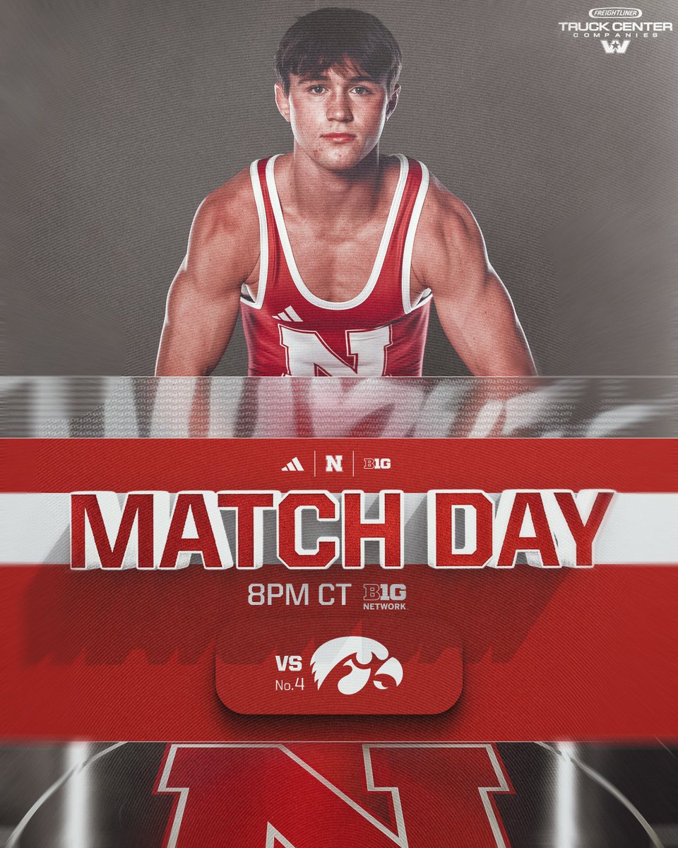 HuskerWrestling's tweet photo. Here. We. Go.

🆚 No. 4 Iowa
📍Bob Devaney Sports Center
⌚️ 8pm CT
📺 @BigTenNetwork 
📄 https://t.co/W8NS21FKaa https://t.co/5L5VmpeaVv