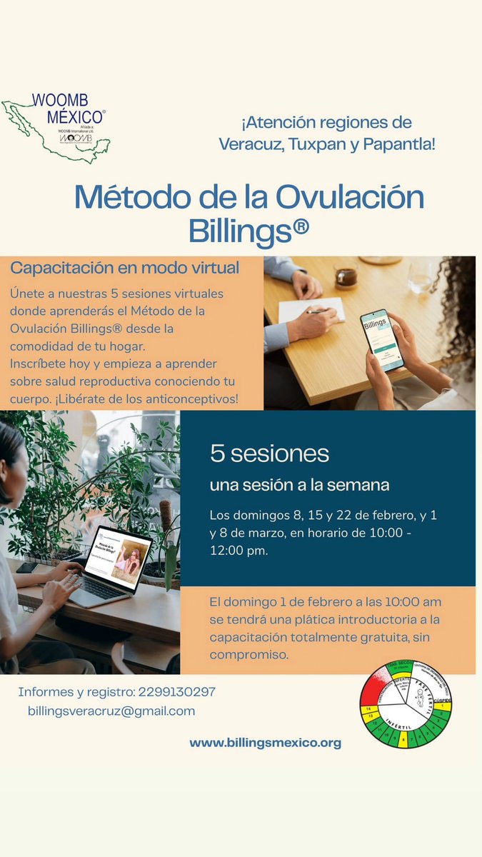 AmoMetodo's tweet photo. Hola! Atención regiones de Veracruz,  Papantla y Tuxpan!
Se les invita a nuestra próxima capacitación inicial en el Método de la Ovulación Billings® que se llevará a cabo en modo virtual a través de la plataforma Google meet. Toda la información en nuestro flyer 😊 https://t.co/WjZ2rQBlwg