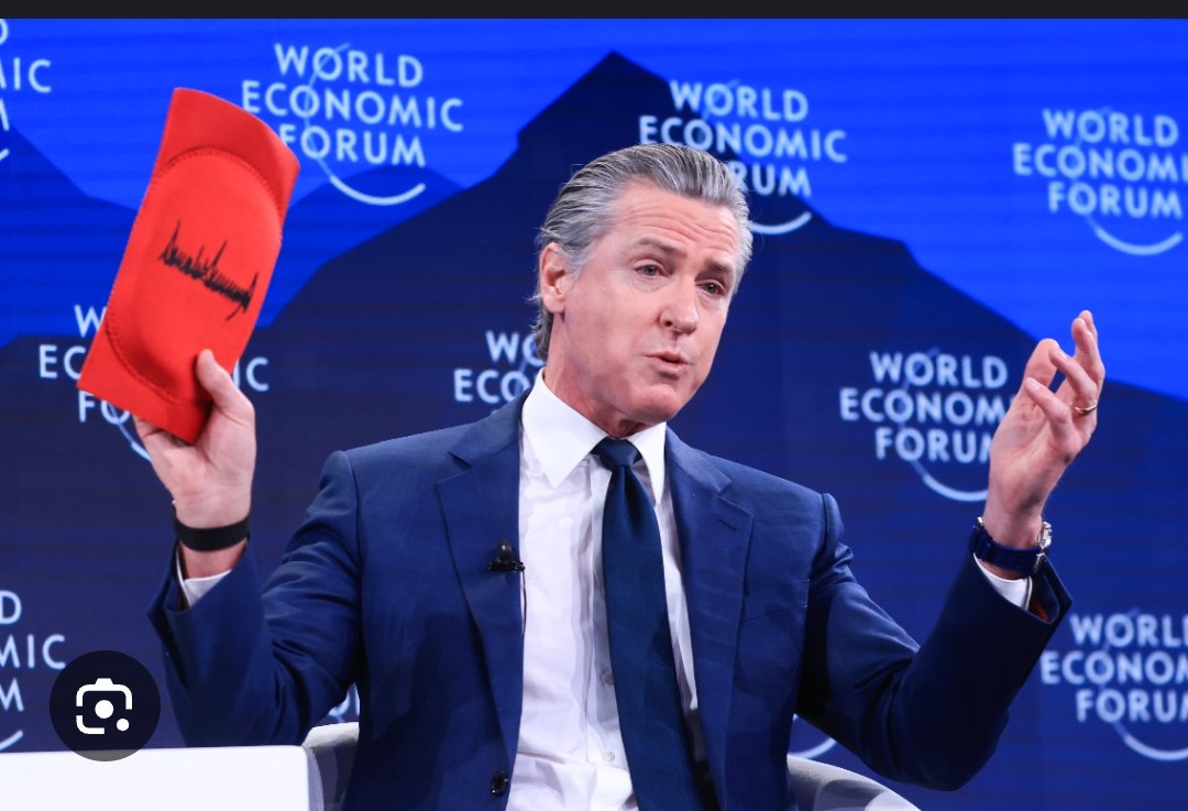 ListenToAndy's tweet photo. “Newsom attacks world leaders for ‘needing kneepads,’ yet somehow he’s always the one groveling for the donor class. Guess this sugar baby knows exactly who signs the checks. What an embarrassment.” #Davos2026 https://t.co/0TPDRfibfa