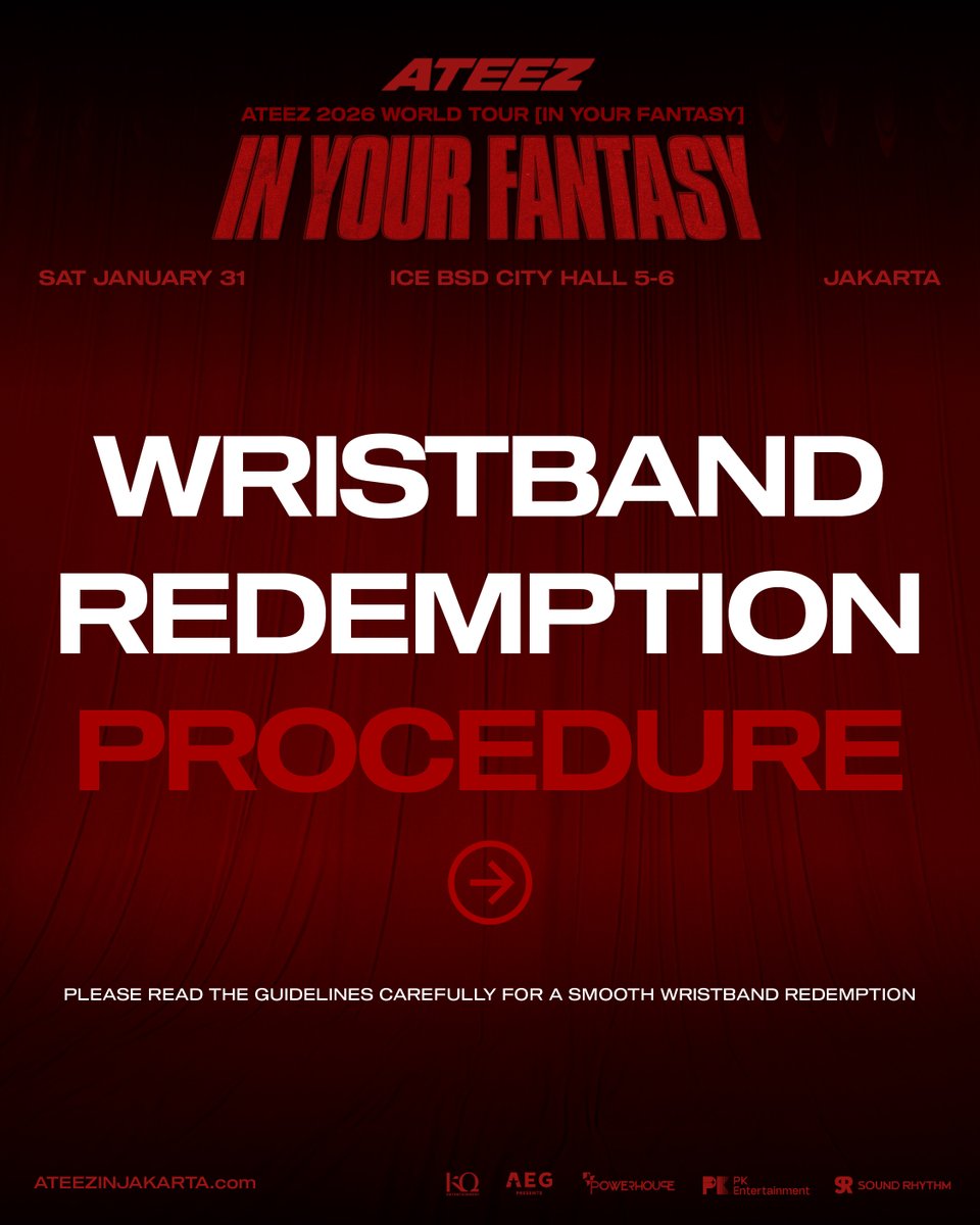 PKEnt_ID's tweet image. ATINY, check out this wristband redemption info before heading to the concert ✨📌

📅 Saturday, January 31 2026 from 9 AM - 9 PM (Jakarta Time)
📍 ICE BSD City, Foyer Hall 10

‼️Arriving early is strongly recommended to secure your wristband and fully enjoy the pre-show…