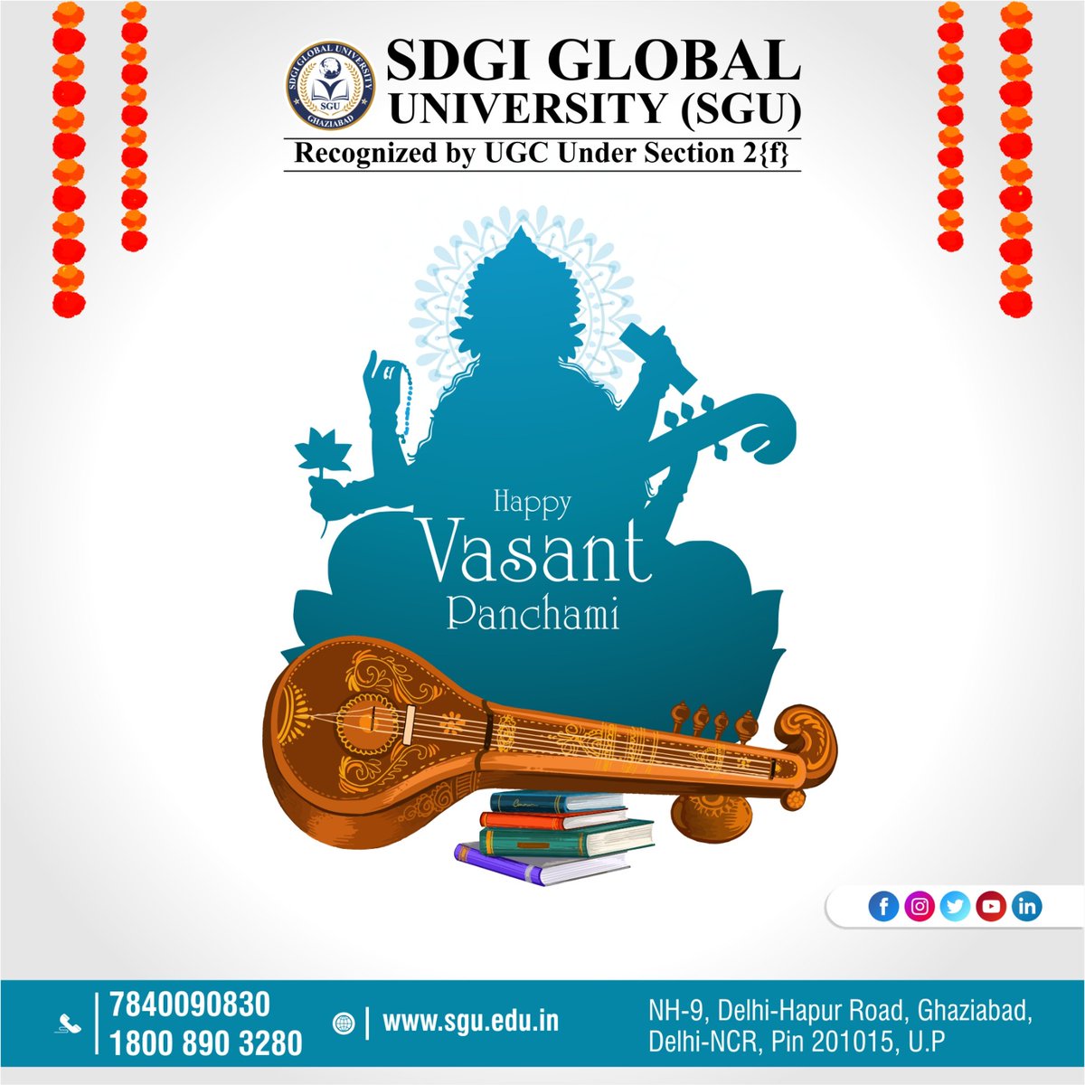 SDGIGLOBALUNI's tweet photo. 📷📷 Happy Basant Panchami 📷📷
On this auspicious occasion of Basant Panchami, SDGI Global University, Ghaziabad extends heartfelt wishes to all.
#HappyBasantPanchami #SaraswatiPuja #FestivalOfKnowledge #BlessingsOfSaraswati #SDGIGlobalUniversity #WisdomAndLearning https://t.co/MERb0aFSKd