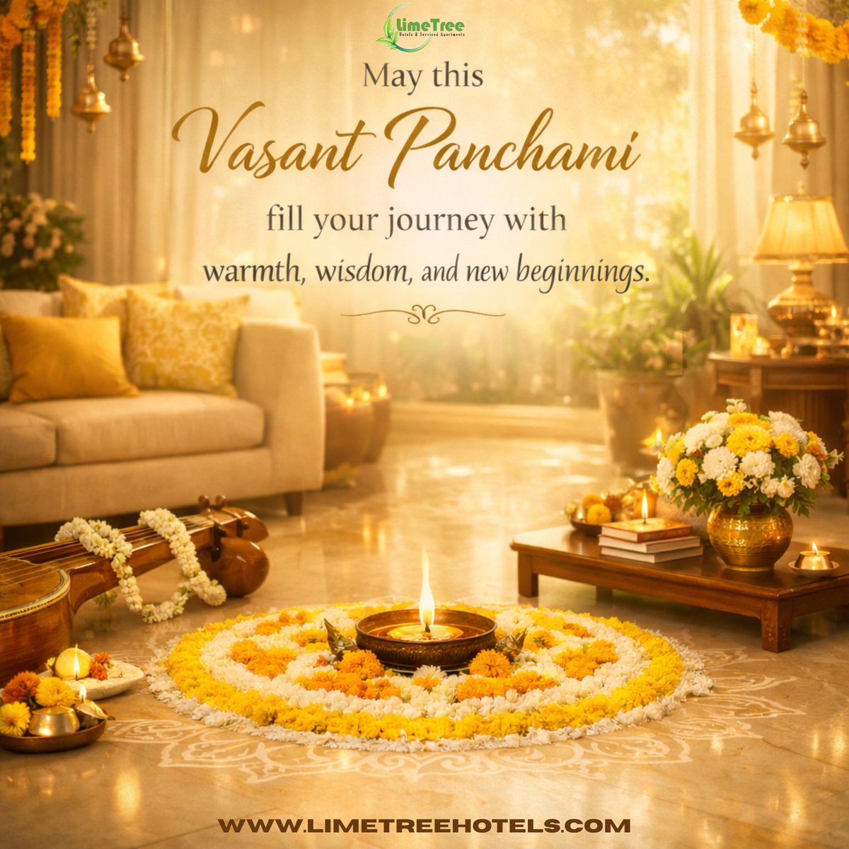 HospitalityLime's tweet photo. May this Vasant Panchami bring new beginnings, wisdom, and warmth into your journey. 🌼✨

Wishing you a season filled with positivity and growth.
— Lime Tree Hotels &amp; Serviced Apartments

#VasantPanchami #NewBeginnings #FestiveWishes #LimeTreeHotels #IndianFestivals #Trending https://t.co/TNGD9gzhtt