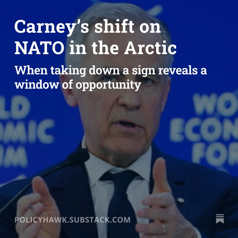 Among the reaction in Davos, it may have been missed, but Mark Carney appears to be shifting a long-standing Canadian strategy in the Arctic.

I explore this change, and what it could mean, in my latest Substack piece: "Carney's shift on NATO in the Arctic".

Link below.