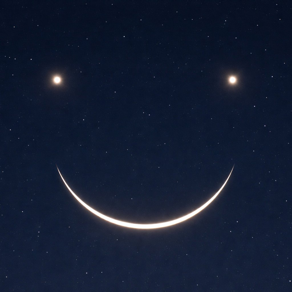 Bu gece gökyüzünde gülen yüz hizalanması oluşacak.

— Ay, Satürn ve Neptün'ün bir araya gelmesiyle oluşuyor.