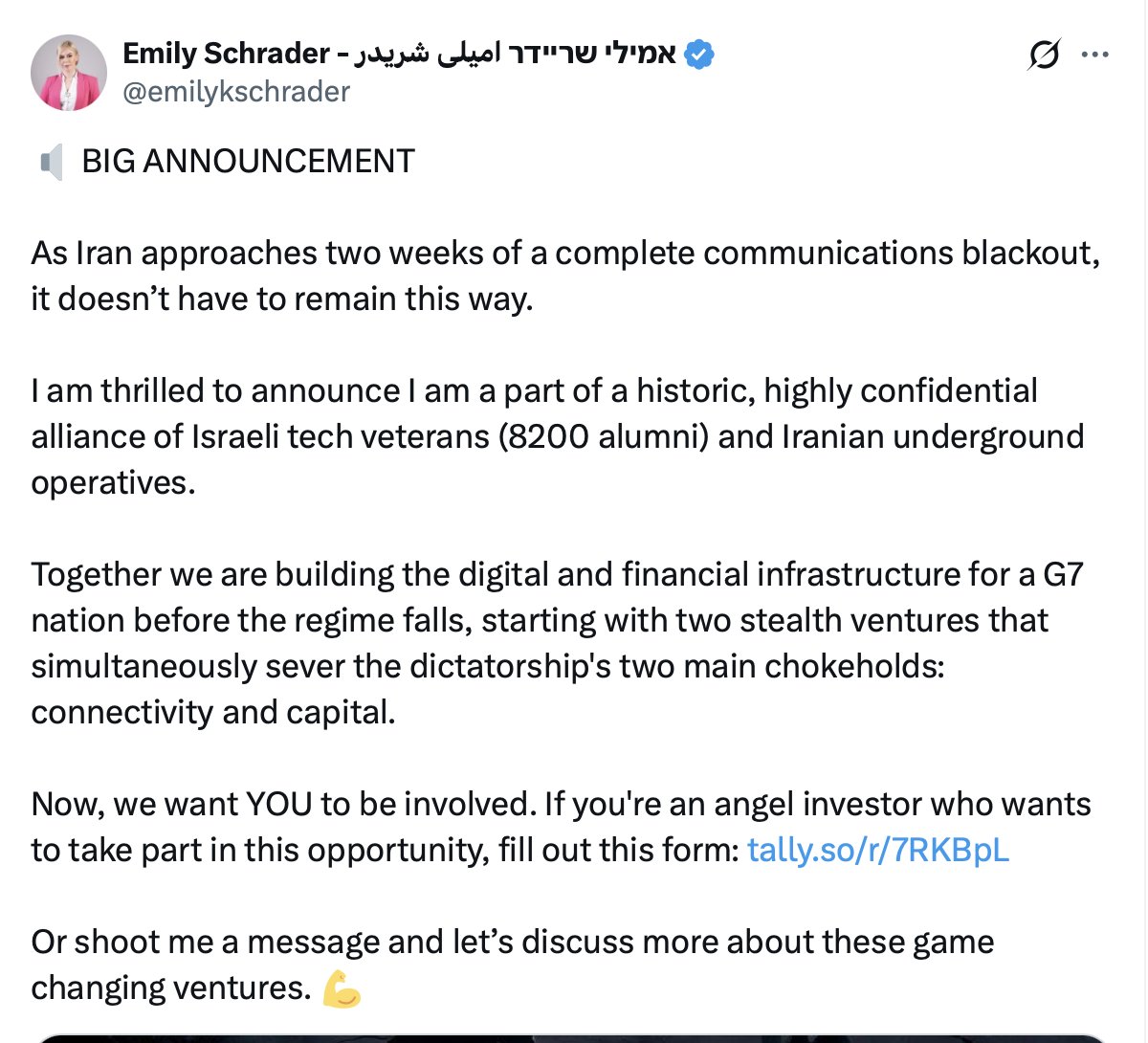 ejmalrai's tweet image. Emily has decided to share with the world that she is not a journalist but a self-declared spy and an underground operative: Unit 8200 is Israel’s military intel unit, responsible for signals intel, espionage, cyber warfare, surveillance, and code-breaking.