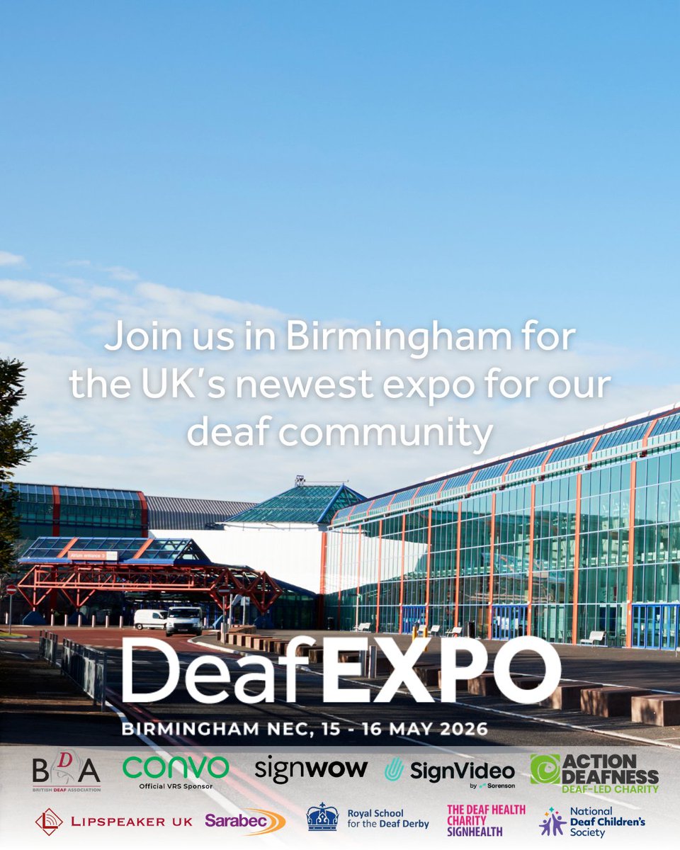 deafexpouk's tweet image. Join us on 15 - 16 May at Birmingham NEC for the UK’s newest expo for our deaf community! We will also be hosting the British Deaf Association’s 136th Annual BDA Conference 🤗

Buy your tickets now 👉 shop.weeztix.com/999917de-67d9-…

#BDA #DeafCommunity #BritishDeafAssociation #Deaf