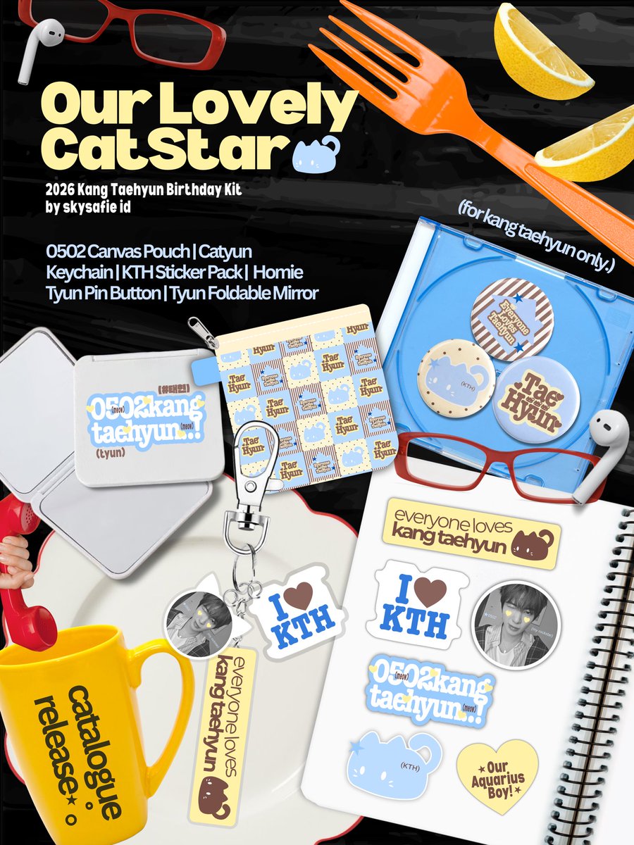 skysafie_id's tweet image. ☆ OUR LOVELY CATSTAR 🐈‍⬛
CATALOGUE RELEASE 📂

             interest check! 

kang taehyun birthday kit 2026
by @skysafie_id

🗓️ pre-order 25.01.26 at 7 pm ☆
[ drop ur @ if you are interested!! ]
rt &amp;amp; likes are very appreciated! &amp;lt;3