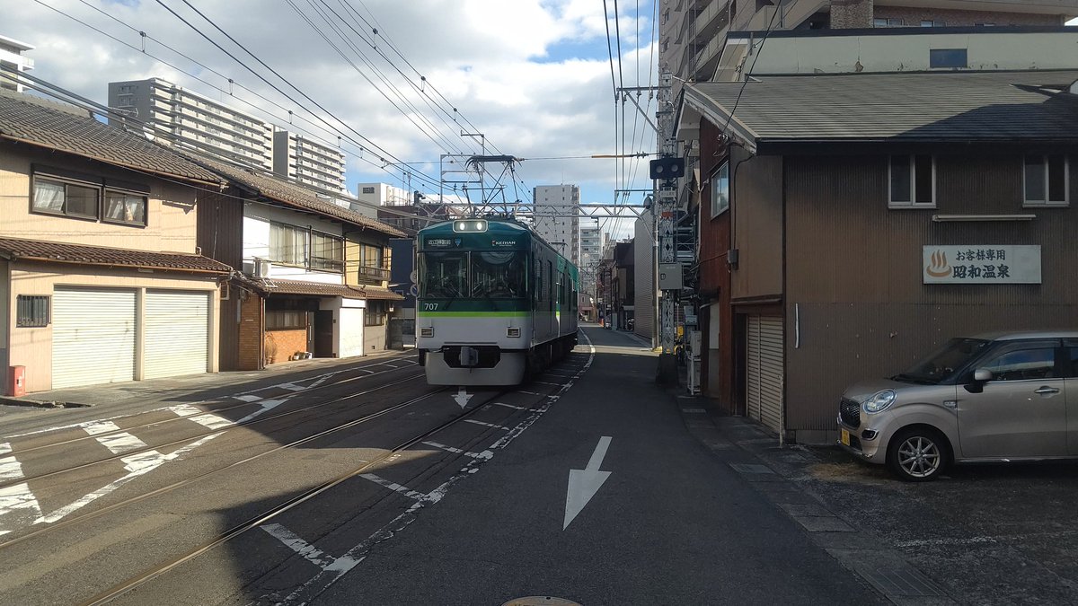 JRFNumazukoLine's tweet image. びわ湖浜大津〜三井寺間の併用軌道区間ほんま好き