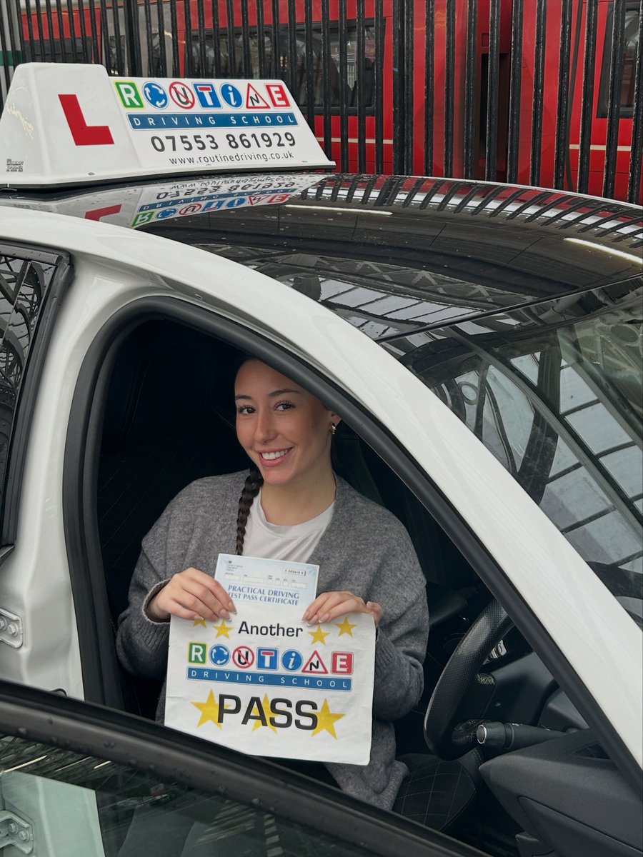 RoutineDriving's tweet photo. @JasontheADI Congrats and well done Beatriz on #passedfirsttime your driving test this morning! Super drive, top result! Wow, talk about nerves…next level! Enjoy, stay safe! https://t.co/nDiQyJf0mh https://t.co/l81scNSP3o