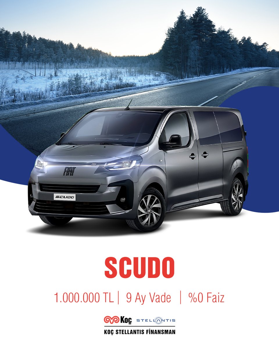Scudo, her güne hazırdır.
Ocak ayına özel ayrıcalıkları kaçırma!

#KoçStellantisFinansman #TaşıtKredisi #Fiat #Scudo