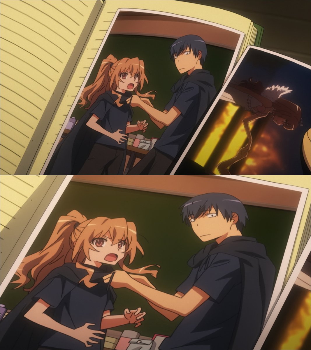 TetoraRide's tweet image. 『とらドラ！』アニメ版とは異なる原作終盤

・原作のプロットで存在したワードの
「駆け落ち」は、刊行する際に削除
・ファーストキスの場所は河川敷の大橋
・亜美が大河との別れで大号泣
・生徒手帳内の伏線未回収。アニメにて補完
・大河との再会は高校三年生の始業式前