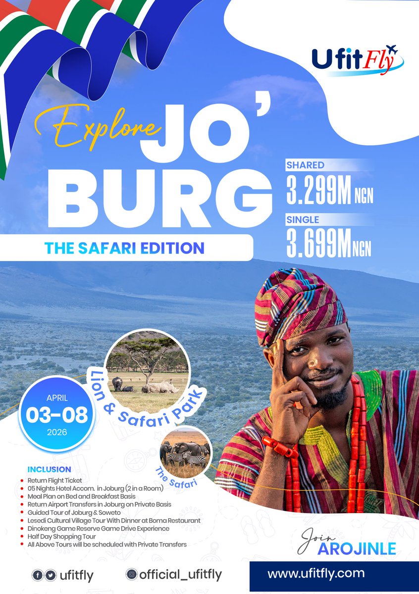 arojinle1's tweet image. Let's explore Johannesburg and Soweto, South Africa together, this Easter. DM for payment and enquiry.

Please, help me retweet o. My client is on your timeline.