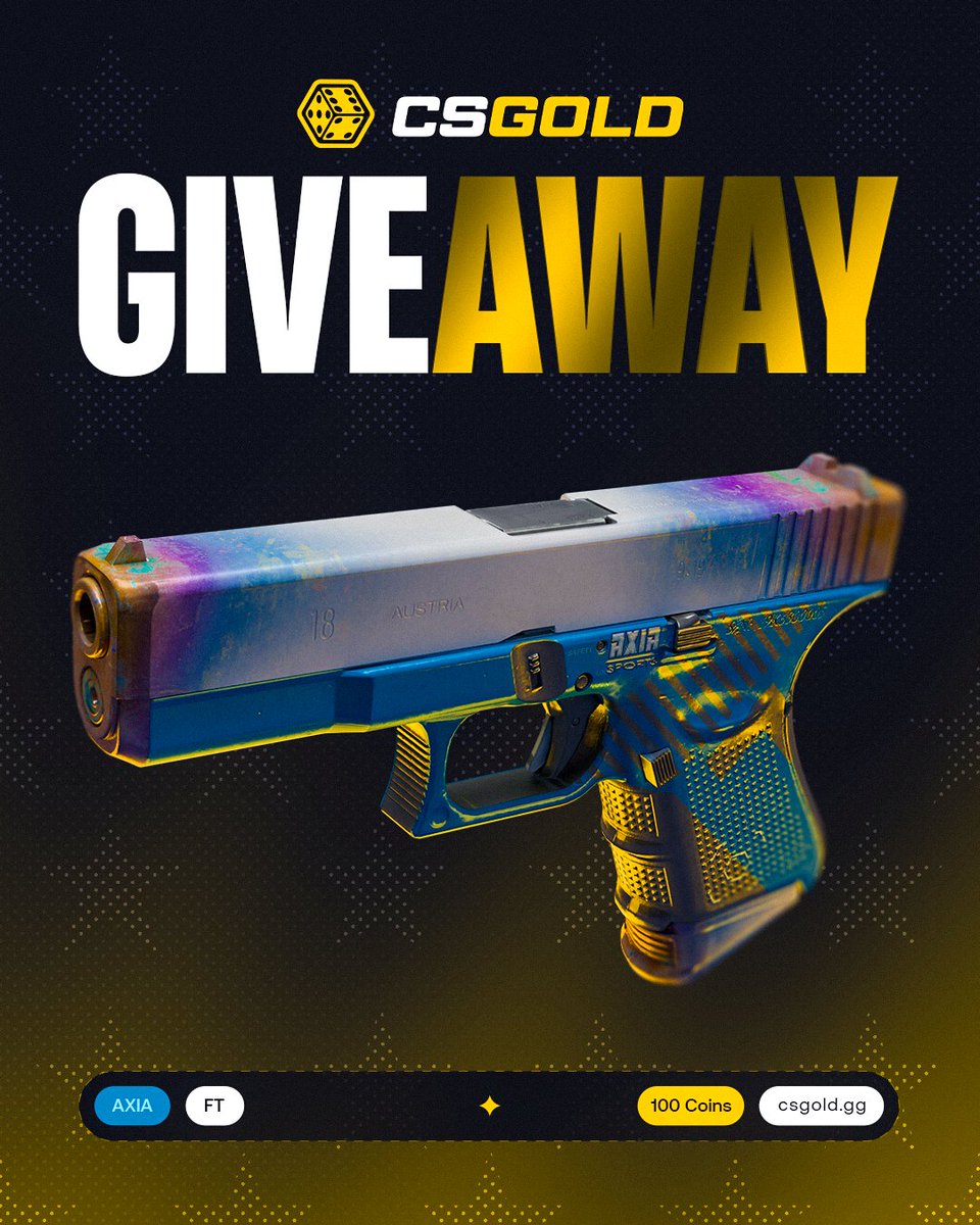 🎁$100 Glock-18 | Axia💛

To enter:
✅Retweet &amp; Like,
✅Follow: <a href="/rgLyCS/">rgly</a>, <a href="/csgoldbet/">CSGOLD</a>,
✅Tag a friend.

🍀Good Luck!
⏰Ends in 7 days!

#CS2 #CS2Giveaway