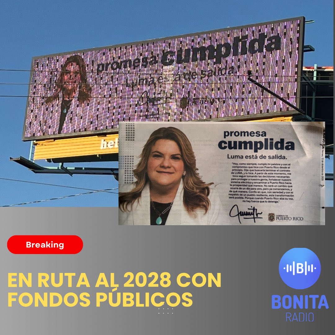 Bonita_Radio's tweet image. Tres campañas en un mes. La gobernadora @Jenniffer inició en diciembre la pauta de anuncios en medios y en vallas publicitarias, con relación a @lumaenergypr lo que a un mes siguió con el tema de Reforma Contributiva y una semana más tarde, los que publicó sobre el alegado logro…
