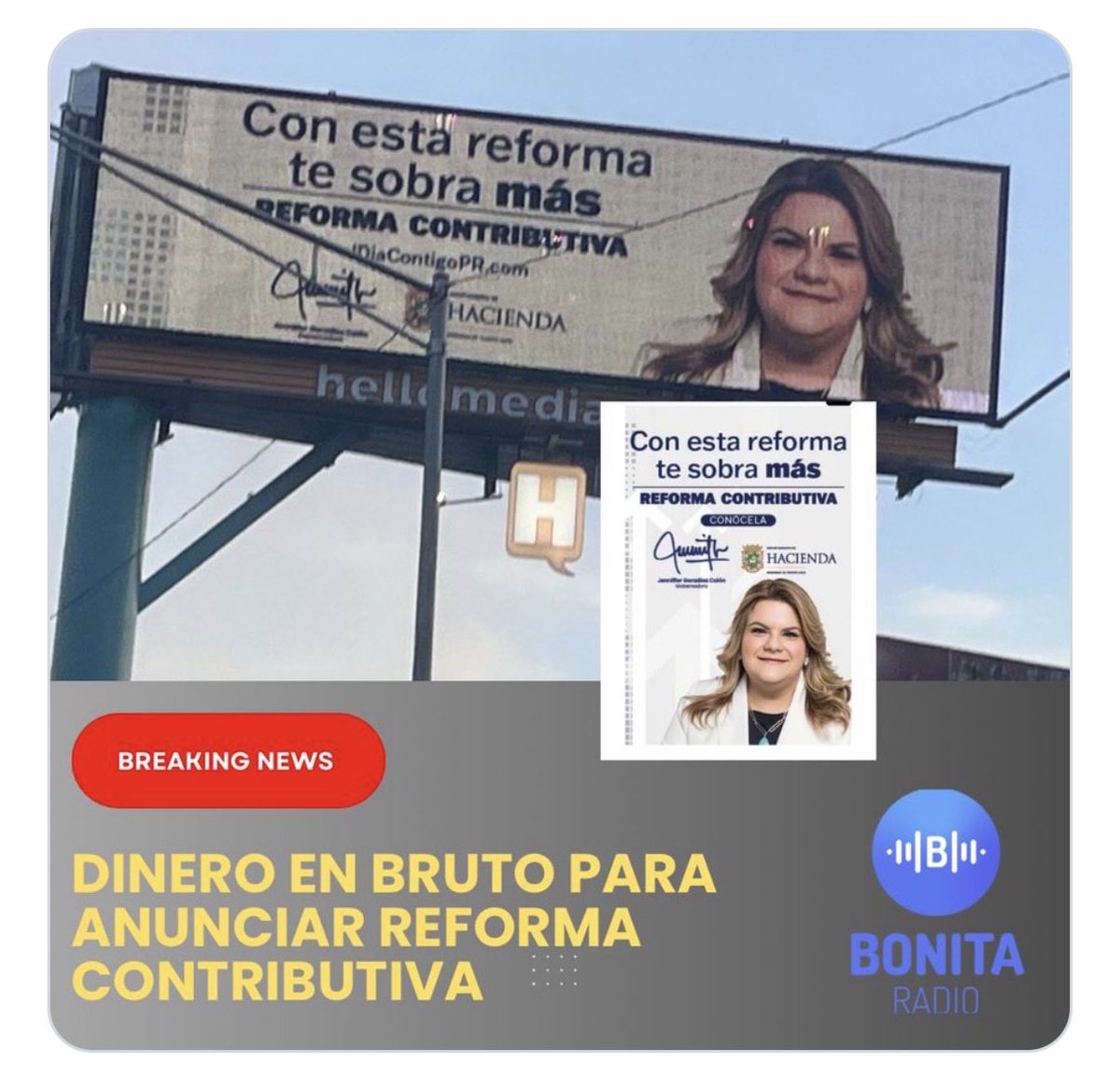 Bonita_Radio's tweet image. Tres campañas en un mes. La gobernadora @Jenniffer inició en diciembre la pauta de anuncios en medios y en vallas publicitarias, con relación a @lumaenergypr lo que a un mes siguió con el tema de Reforma Contributiva y una semana más tarde, los que publicó sobre el alegado logro…