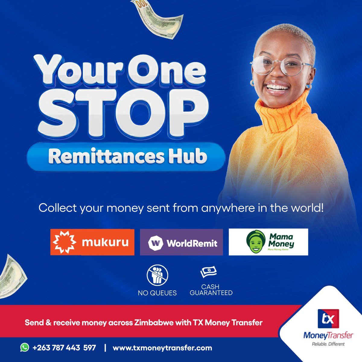 Stop waiting, start collecting! 🏃💨

Whether it’s sent via Mukuru, WorldRemit, or Mama Money, TX Money Transfer is your one-stop hub for global remittances in Zimbabwe.

💰 Cash Always Available
🚫 No Queues
🇿🇼 Nationwide Service

Reliable. Different. That’s the TX way.