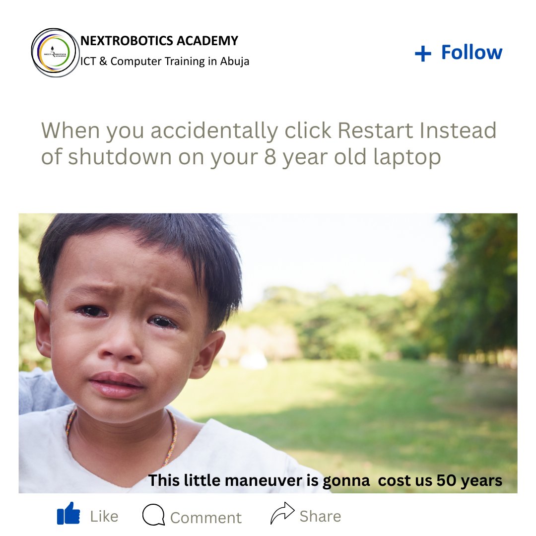 NextRobotics1's tweet photo. Old laptops + Restart=Emotional damage.🥲
#laptopsproblems #computerissues  #techmemes #happyweekend https://t.co/7zgpX94gBn