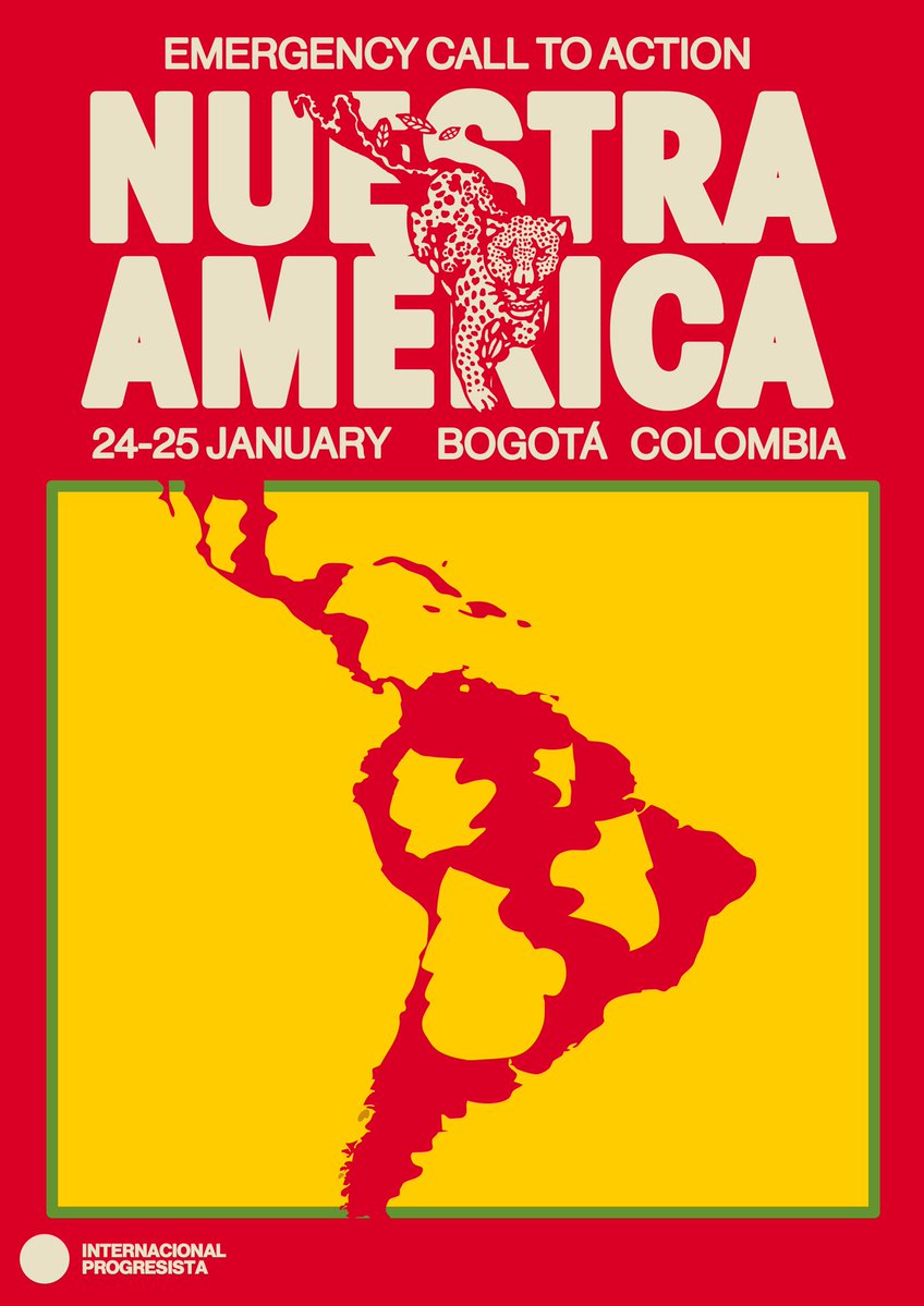 This weekend, the <a href="/ProgIntl/">Progressive International</a> will articulate a common plan of action to defend the unity of the Americas and the liberty of its peoples from the tyranny of foreign domination. 

Join us in Bogotá, Colombia: bit.ly/4qdeoon
