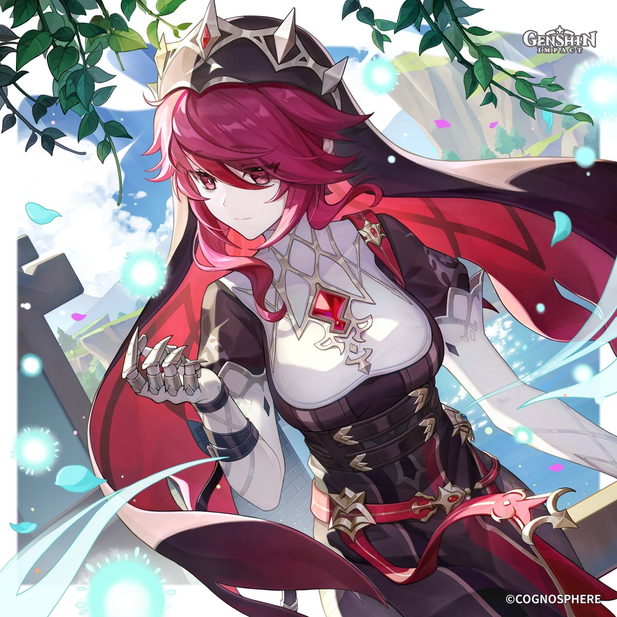 genshinimpactes's tweet photo. #GenshinImpact #Rosaria 
¡Feliz cumpleaños, Rosaria!

Parece que hay algún evento hoy en la Catedral. Vi que había un montón de gente alrededor, así que decidí quedarme en un lugar tranquilo como este.
Prefiero estar aquí en la terraza disfrutando de la brisa y del paisaje antes que estar entre la multitud.
Ya terminé mi trabajo de hoy. Si la gente de la Catedral te envió para asignarme otra tarea, tendrán que esperar hasta mañana.
¿Que no se trata de trabajo? Ja, si quieren que vaya a celebrar mi cumpleaños, solo tienen que decirlo.