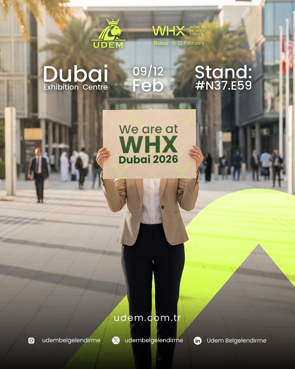 UdemUDEM's tweet photo. WHX World Health Expo DUBAI 
🗓️09-12 February 2026
Booth: #N37.E59
We’re excited to represent UDEM A.Ş. on the international stage at WHX Dubai 2026.
We would be delighted to welcome you at our stand.
#WHXDubai #WHXDubai2026 #WorldHealthExpo #ArabHealth #Healthcare #GlobalHealth https://t.co/7xystXI8TZ