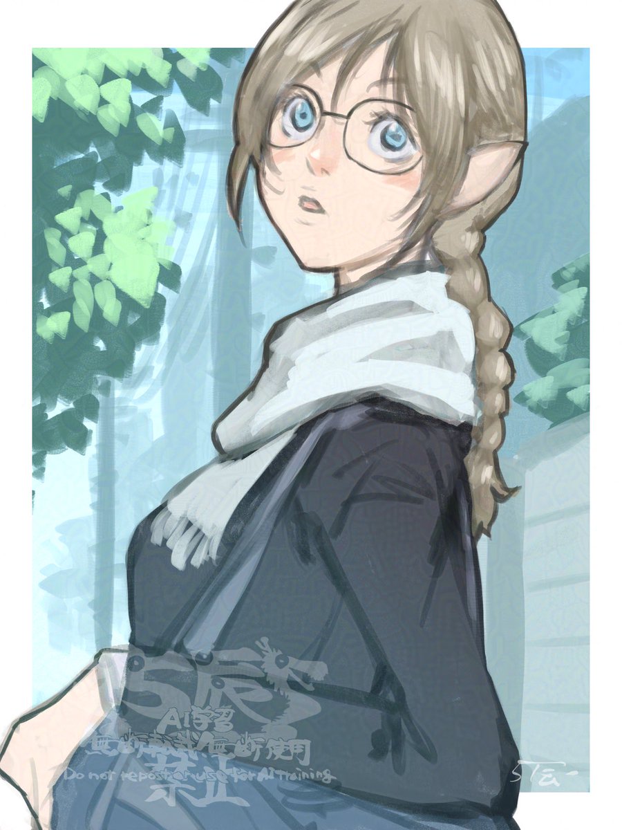 1日1絵　90枚目
#oc
エルフ女子高生さん

オリジナルイラスト/エルフ/rkgk