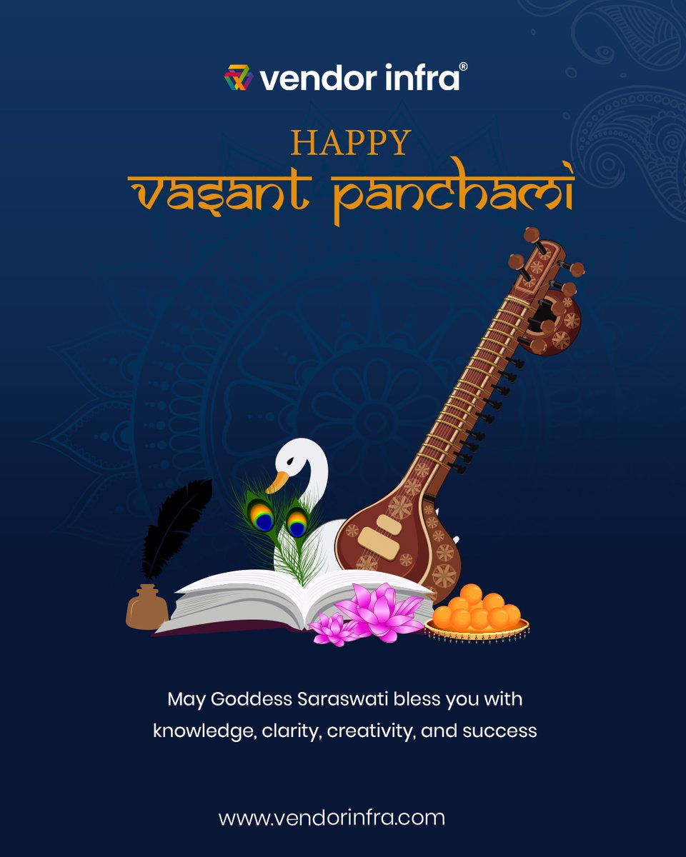 Happy Vasant Panchami!  May knowledge, positivity, and new beginnings fill your life. 

vendorinfra.com

#VasantPanchami #SaraswatiPuja #NewBeginnings #Positivity #vendorinfra