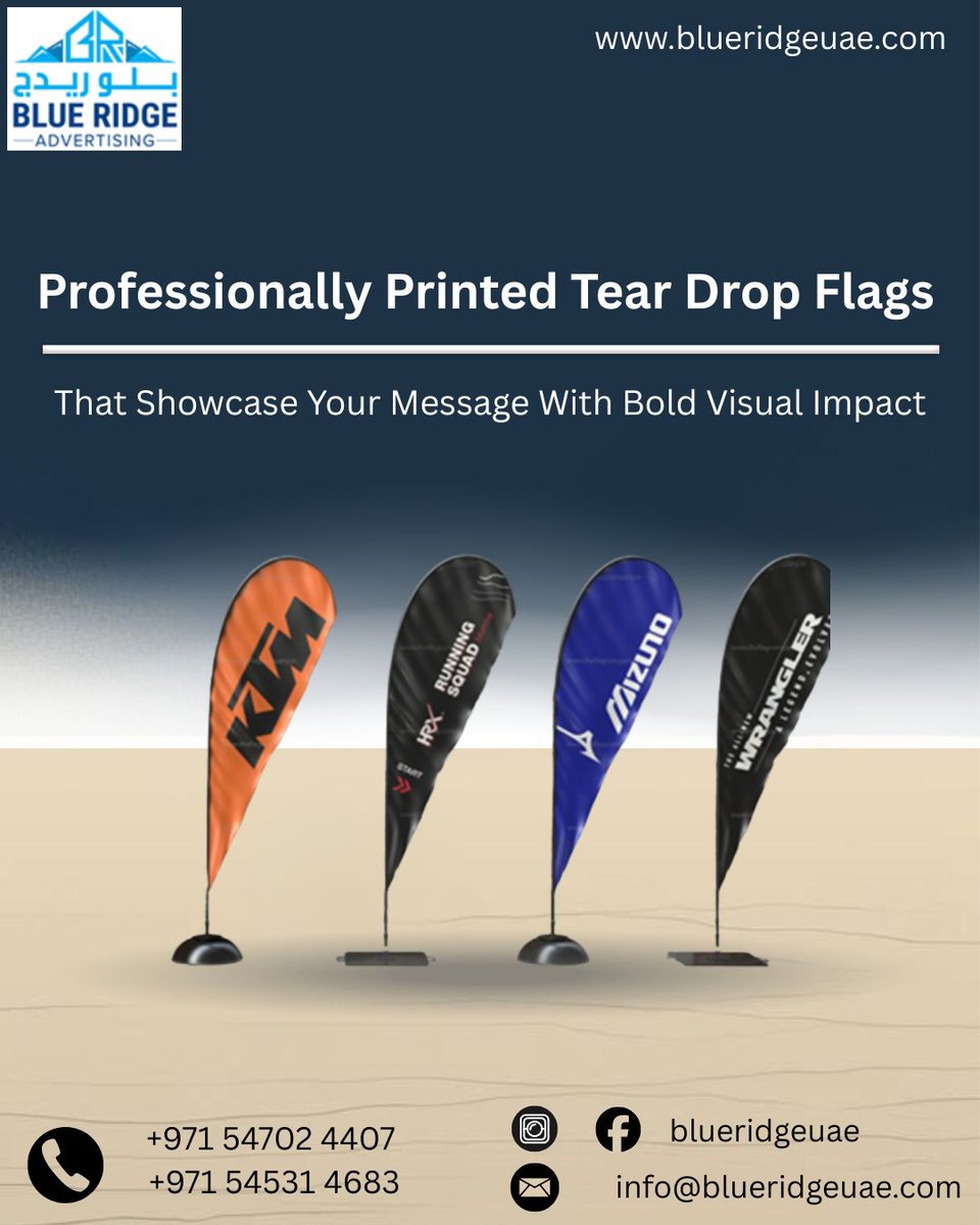 Blueridge_uae's tweet image. Flags That Move, Messages That Stand Out
Turn foot traffic into attention with professionally printed teardrop flags that move with the wind and command focus.
blueridgeuae.com

#TearDropFlags #BrandVisibility #BoldBranding #OutdoorAdvertising #EventMarketing