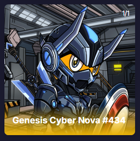 The FIRST MYTHIC Cyber Nova has been claimed.

Congratulations to the minter who secured the first Mythic Cyber Nova. 👽

A legendary moment — and we’re just getting started.

Only 27% minted so far.
Mythics and Nova-tier assets are still hidden within the supply, waiting to be