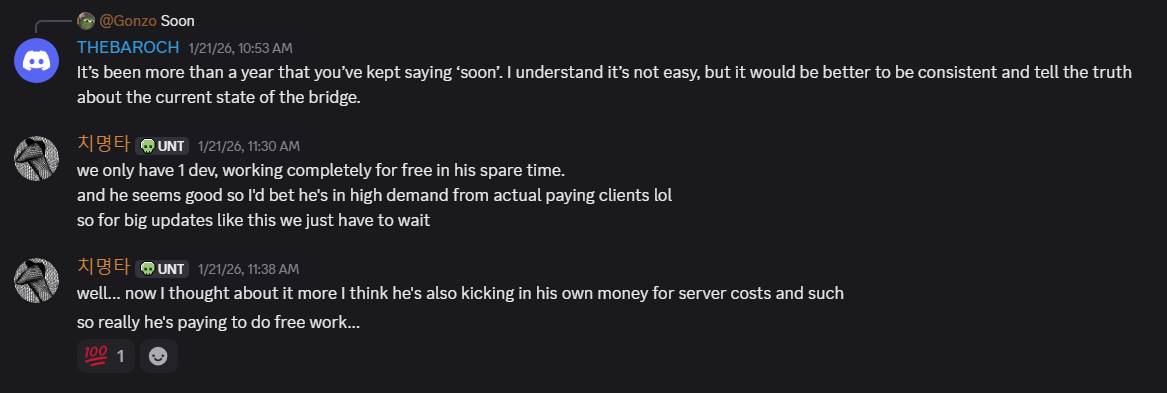 $xla is dead.
Do not wait for bridge. The project is dead!
The low IQ mods saying "soon" 1  year now.
The only news is the new bot on the DC server, lol
<a href="/ScalaHQ/">Scala (XLA)</a>