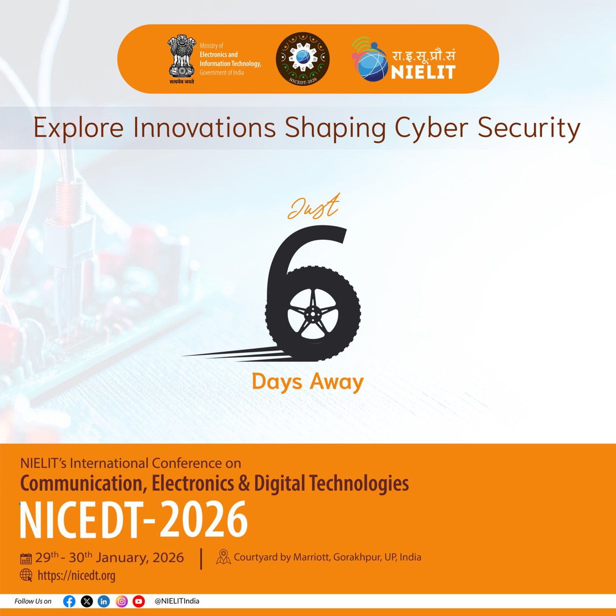 Just 6 Days Away
Explore Innovations Shaping Cyber Security at the 4th #NIELIT International Conference on Electronics, Communication &amp; Digital Technologies — #NICEDT2026 .
🔗 Register now: nicedt.org
🗓️ 29-30 January, 2026
#NICEDT #NIELITConference #DigitalSkills