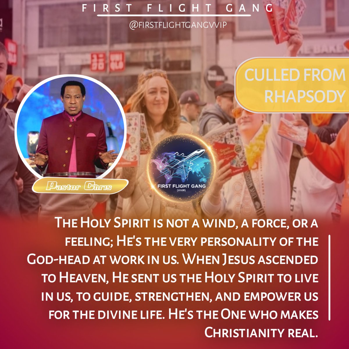 He unveils Christ to you and causes you to walk in the supernatural. The Holy Spirit is not a wind, a force, or a feeling; He’s the very personality of the God-head at work in us. 
#firstflightgangvvip
#TheHolySpirit