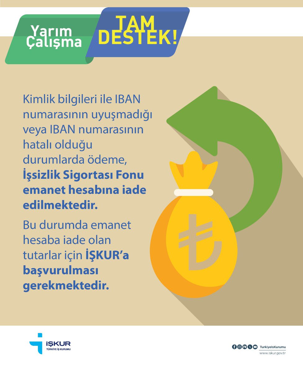 TurkiyeIsKurumu's tweet photo. 💭Yarım Çalışma Ödeneğinin Ödemesi Nasıl Yapılır❓

#YarımÇalışmaÖdeneği
#İstihdam
#İŞKURdaİşVar https://t.co/up8PQh1Hnr