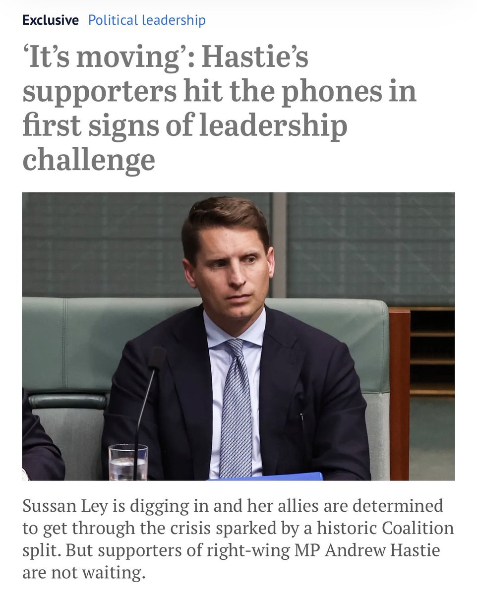 Lisa9Sophia's tweet image. I still support Hastie to lead the Liberal Party 

He’s widely respected, will pivot the party back to the right but ultimately has always called a spade a spade. Hastie was the first person to stand in Parliament and raise the alarm on Chinese influence and the threat to our…