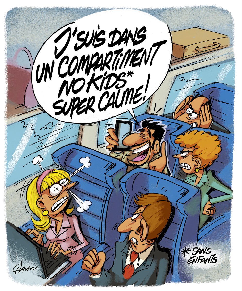 ✏️ dessin du jour pour @ouestfrance et <a href="/_lunion/">L'union</a> la classe business des TGV qui exclut les enfants @groupesncf #sncf #actu