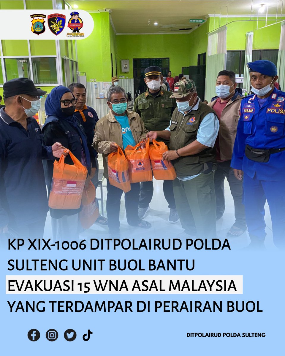 Ditpolairud Polda Sulteng unit Buol bantu evakuasi 15 WNA asal Malaysia yang terdampar di perairan Buol.