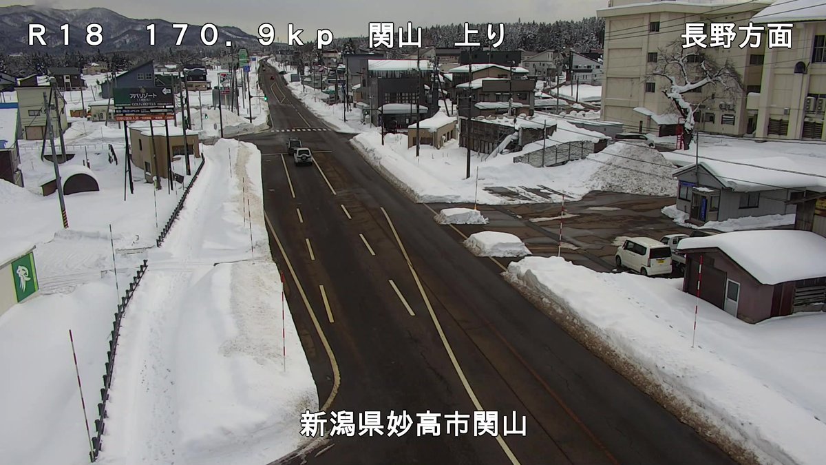 1月23日16時現在の #国道8号 ＃国道18号 の画像です。天候は柿崎方面で