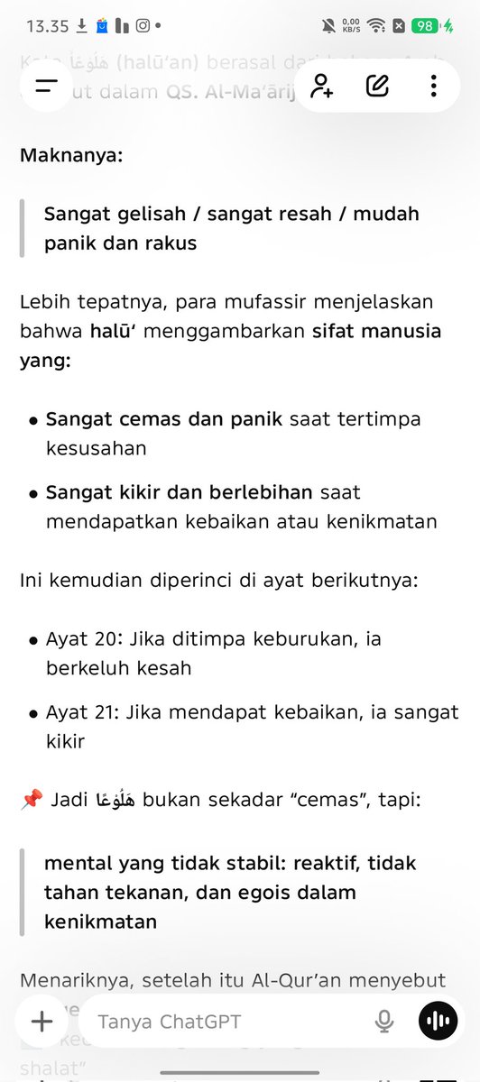Di beberapa terjemahan Bahasa Indonesia "mengeluh" atau "keluh kesah"

Karena malas buka tafsir 🙈 bertanyalah ke A.I.