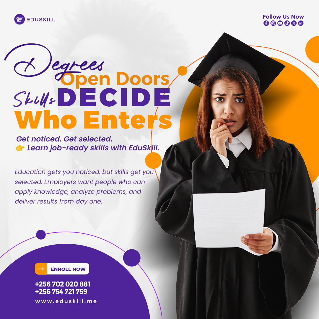 Eduskill_ug's tweet photo. Degrees open doors.
Skills decide who enters.

Education gets attention.
Skills get you selected.

Learn job-ready skills with Eduskill.
Visit our website for more information. https://t.co/D33xJ3G829

#SkillsMatter #JobReady #Eduskill #CareerGrowth #SkillUp https://t.co/LyC9lqenom