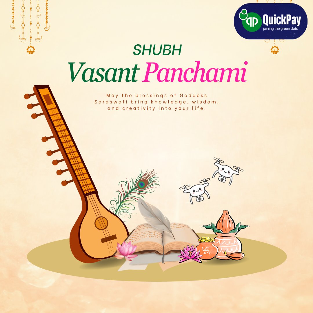 Quick_pay1's tweet photo. Wishing you a blessed Vasant Panchami 🌼
May Goddess Saraswati fill your life with knowledge, wisdom, creativity, and new beginnings. Let learning, harmony, and positivity guide every step ahead. ✨📚🎶
#ShubhVasantPanchami #VasantPanchami #GoddessSaraswati #FestivalOfKnowledge https://t.co/5qpdF4sBSW