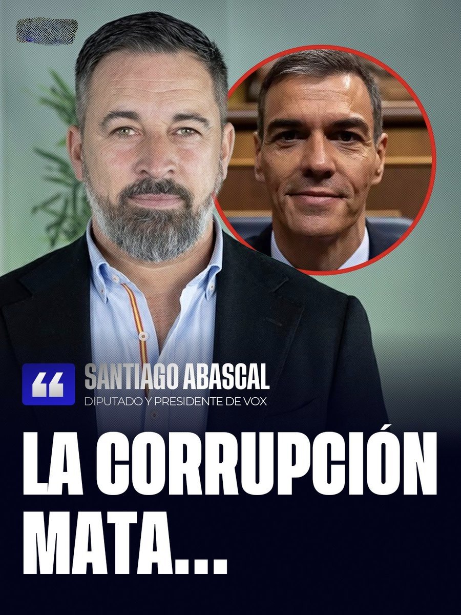 Vox es el único partido político q dice las cosas como son, ni sentido d estado ni morcillas como dicen sus socios del PP, el bipartidismo son unos corruptos, y por desgracia no tenemos que olvidar que la corrupción mata, por lo tanto el bipartidismo mata también. 
#SoloQuedaVOX
