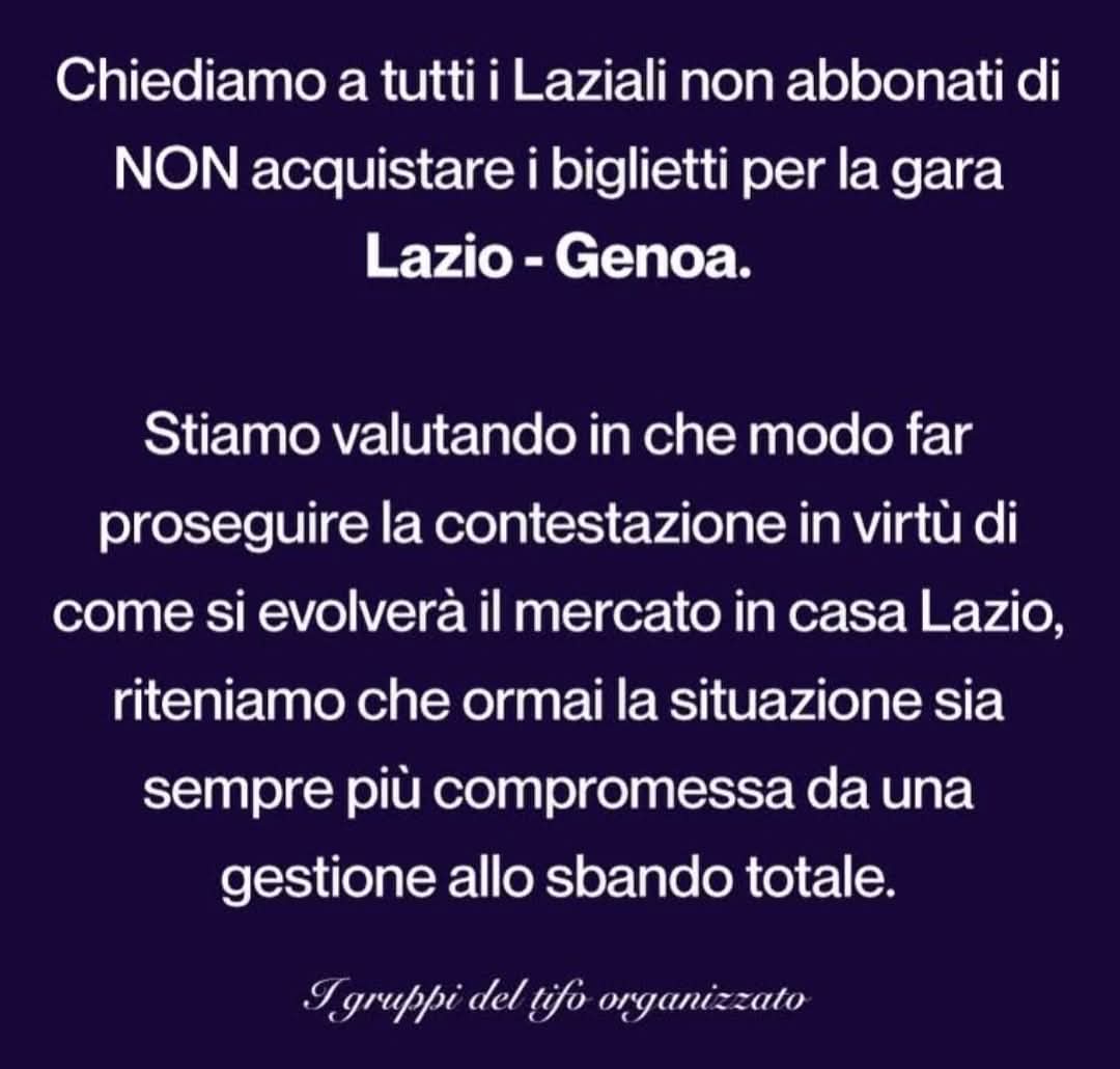 I tifosi #laziali hanno scelto una protesta silenziosa ma incisiva: non andare allo stadio per chiedere un futuro migliore.
Anche il Toro merita ambizione, non rassegnazione.
RT se la pensi così.
#TorinoFC #Toro #DignitàGranata #Ambizione #LazioGenoa #lotitovattene #cairovattene