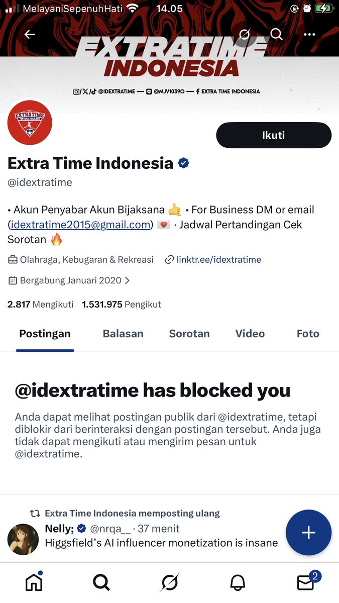 awalnya iseng kok gak pernah lewat tl. ternyata.. pantes aja.. ini jawaban kenapa gak pernah lewat tl. salah ku apa ya? hmm.. kaget njir. emang aku pernah war di akun eti? maap ya eti kalo aku ada salah😭🙏