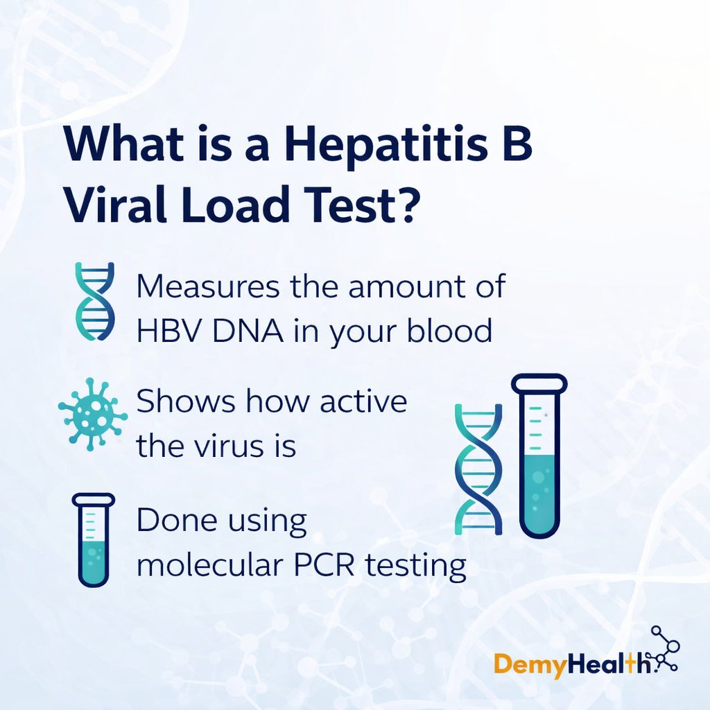 DEMYHEALTH's tweet image. HBV viral load testing measures how active Hepatitis B is in your body and helps guide treatment decisions.

Get tested at DemyHealth.

Abuja-08092776069, Amuwo-08092776065, Lekki-07065838743, Anambra-08145240114, Aba-08164289092

#HBVViralLoad  #ViralLoadTesting #DemyHealth