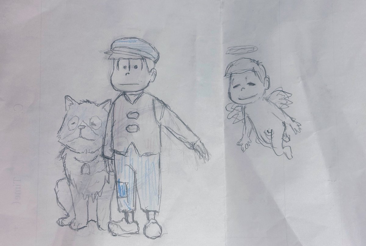 机掃除してたらでてきた。フランダースの犬で最初に描いた大ラフ。まだチ◯コがついてた頃。 