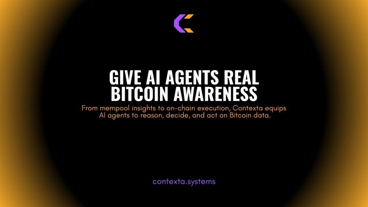 ContextaLabs's tweet photo. AI without context is blind.
Contexta makes AI Bitcoin-aware. 👁️
#AIInfrastructure #BitcoinData #AIAgentTools #CryptoAI https://t.co/VMcRhIpccv