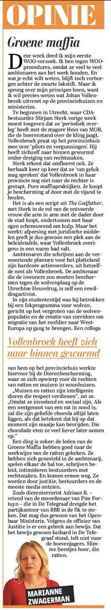 De Groene Maffia.

Lees deze column van <a href="/mariannezw/">Marianne Zwagerman 💟☮️</a> in <a href="/telegraaf/">De Telegraaf</a> ‼️⬇️

#SamenOptrekken