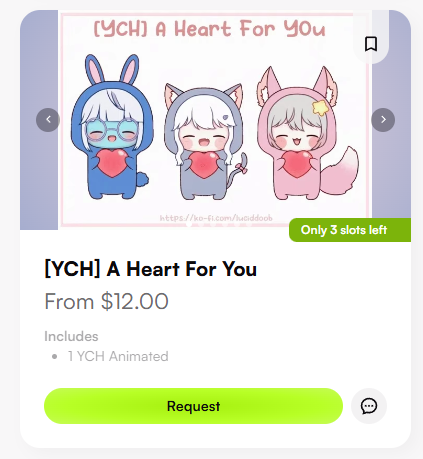 [YCH] A Heart For You is open!!!
want a cute valentine's day art GIF? ( ˘ ³˘)💗

Order through VGen link below ⤵️  
♡ + ↻ are very appreciated!

(all orders will be delivered before valentine's)
#ValentineYCH #VGenComms #ychcommission