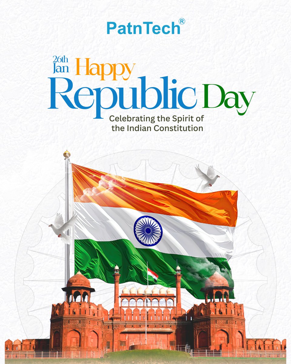 patntech's tweet photo. On this Republic Day, we celebrate the values that define our nation – integrity, innovation, and responsibility. At PatnTech, we take pride in protecting ideas that shape India’s future, guided by the spirit of our Constitution. 🇮🇳
Wishing everyone a Happy Republic Day! https://t.co/RCSzwzD25W