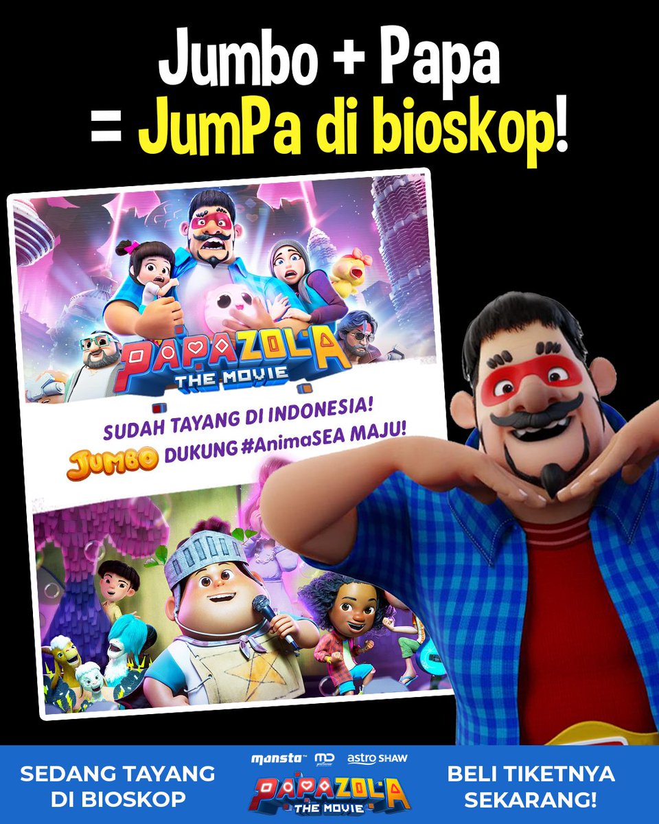 papapipizola_'s tweet photo. Maaciiw Jumbo atas dukungannyaaa ๐ซฐ @jumbofilm_id @VisinemaID
#PapaZolaTheMovie sekarang tayang di bioskop! #AnimaSEA #JUMBO #PapaZola https://t.co/XYOpRxTCDY